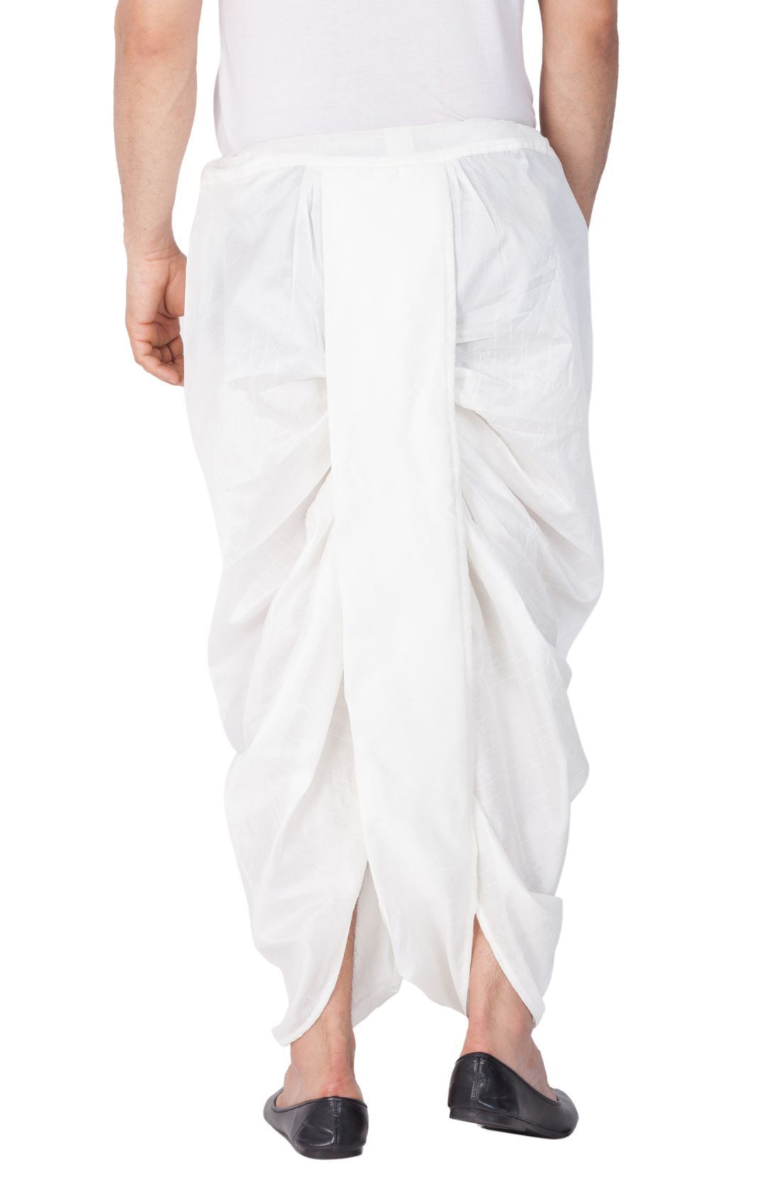 Men's White Cotton Silk Blend Dhoti