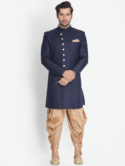 Men's Dark Blue Silk Blend Sherwani Only Top