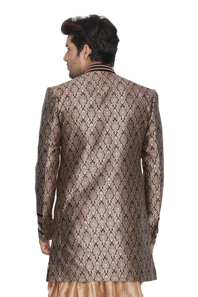 Men's Brown Silk Blend Sherwani Set