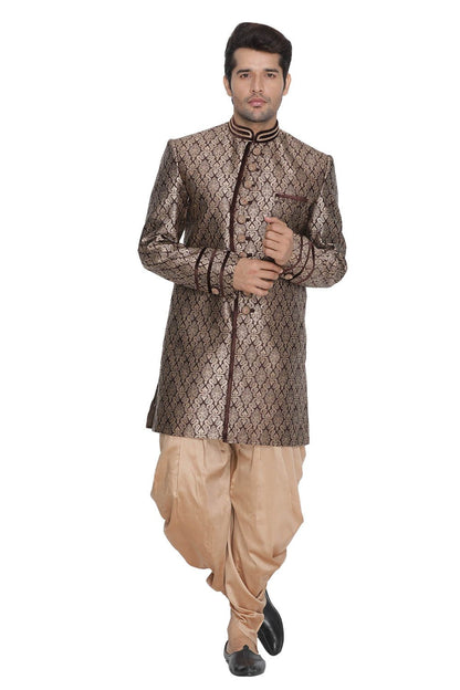 Men's Brown Silk Blend Sherwani Set