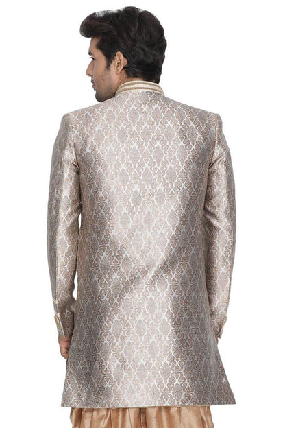 Men's Gold Silk Blend Sherwani Set