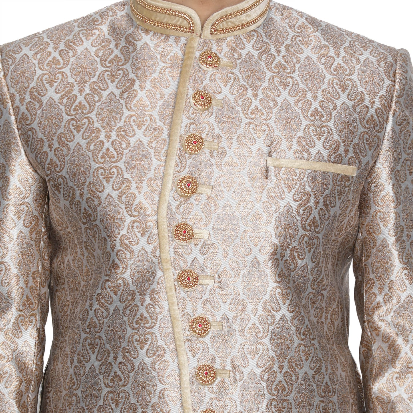 Men's Gold Silk Blend Sherwani Set