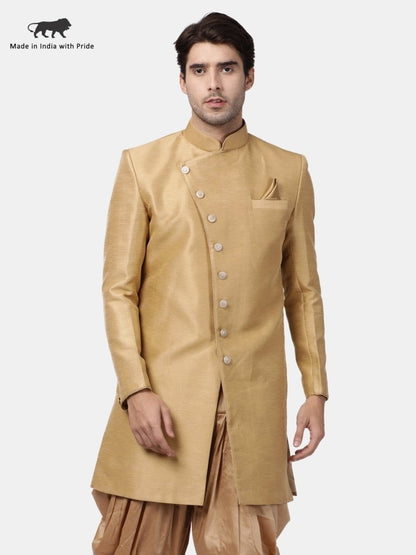 Men's Beige Silk Blend Sherwani Only Top