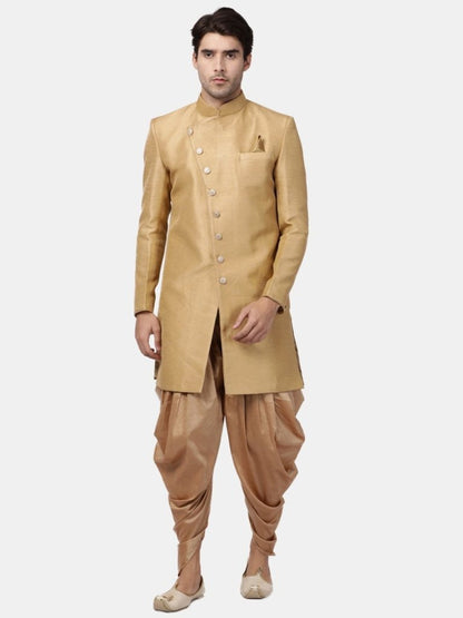 Men's Beige Silk Blend Sherwani Only Top