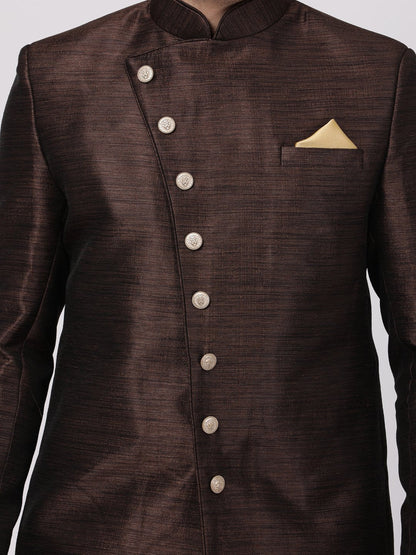 Men's Brown Silk Blend Sherwani Only Top