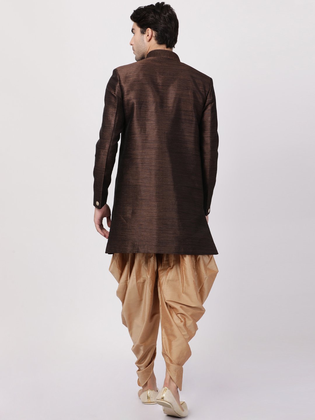 Men's Brown Silk Blend Sherwani Set