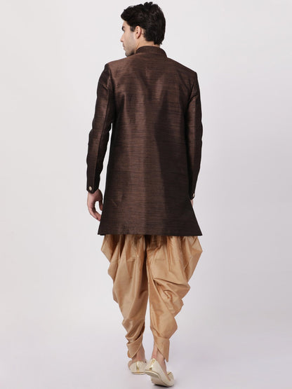 Men's Brown Silk Blend Sherwani Set