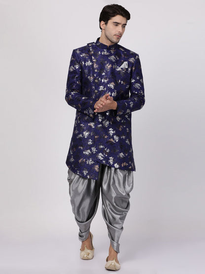 Men Blue Sherwani with dhoti pant