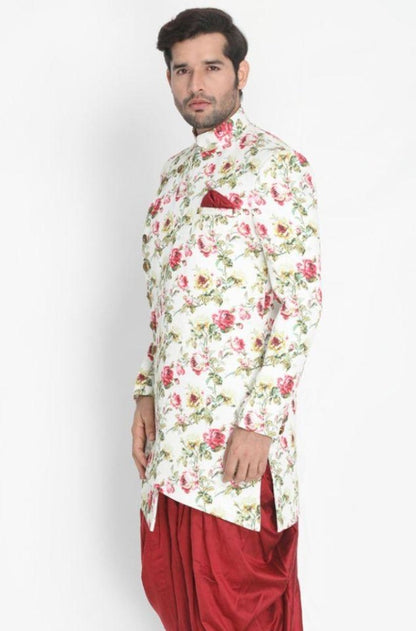 Men's Beige Silk Blend Sherwani Only Top