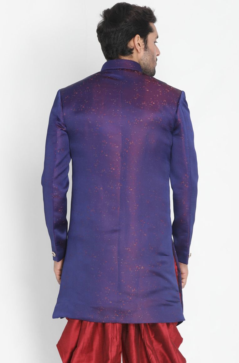 Men's Blue Silk Blend Sherwani Only Top