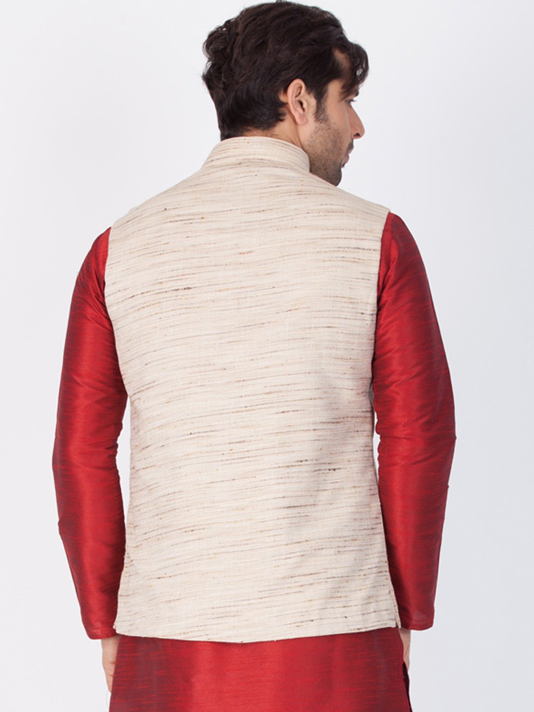 Men's Beige Cotton Blend Ethnic Jacket