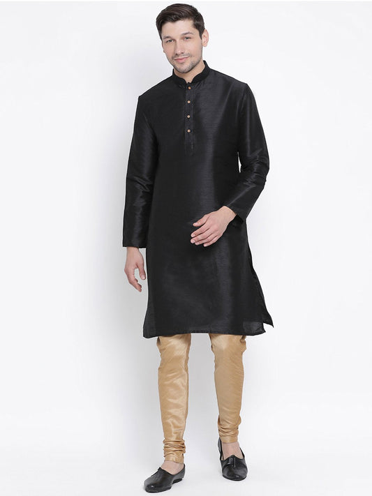 Copy of Men's Black Cotton Silk Blend Kurta and Pyjama Set