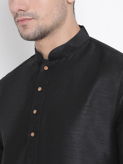 Copy of Men's Black Cotton Silk Blend Kurta and Pyjama Set