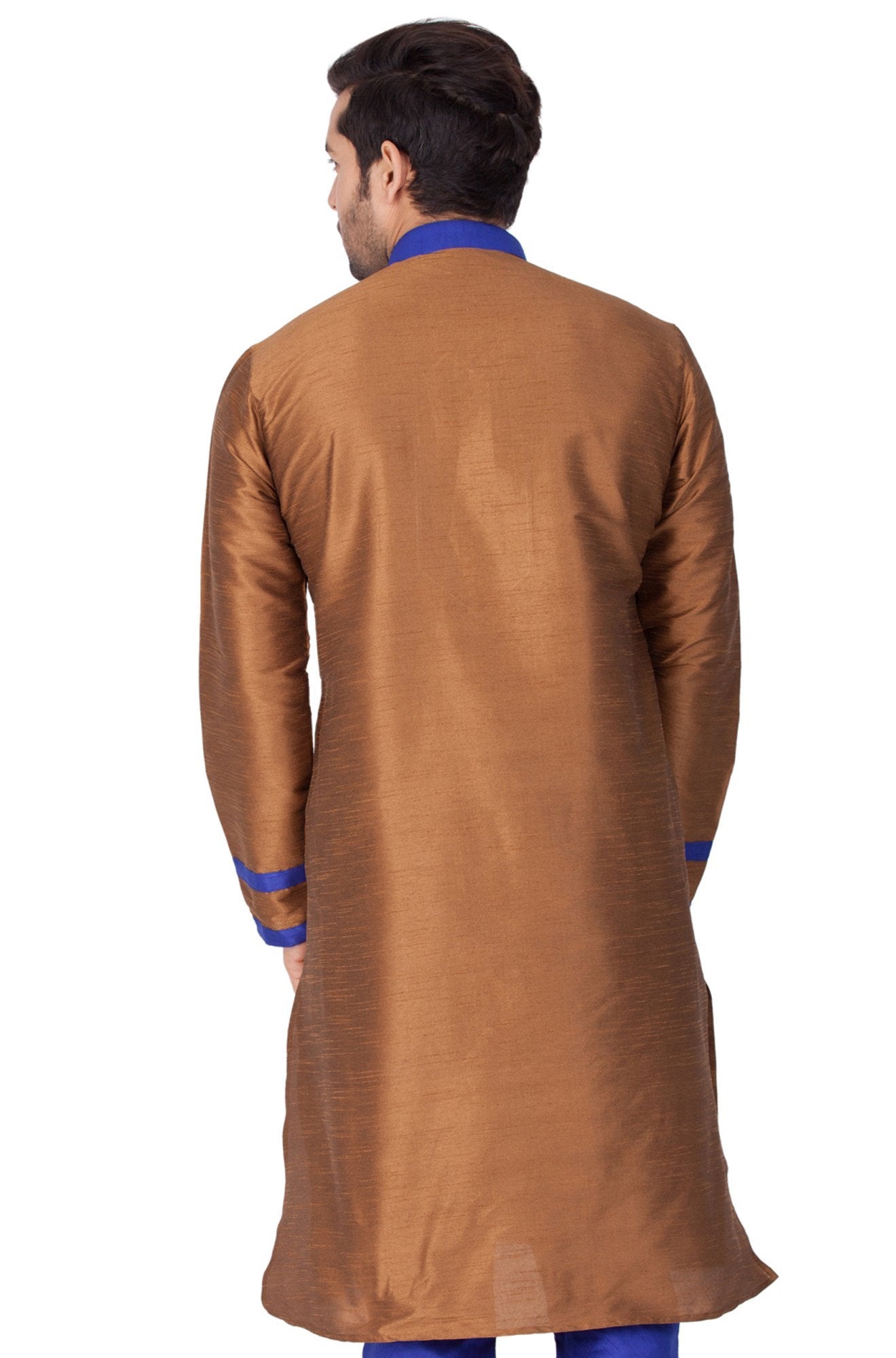 Men's Brown Cotton Silk Blend Kurta