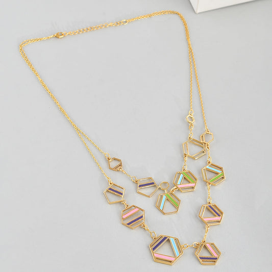 Women's Benzene Colorful Gold-Plated Necklace