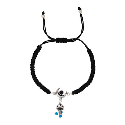 Women's Evil Eye Dome Shape Blue Bead Hanging Bracelet