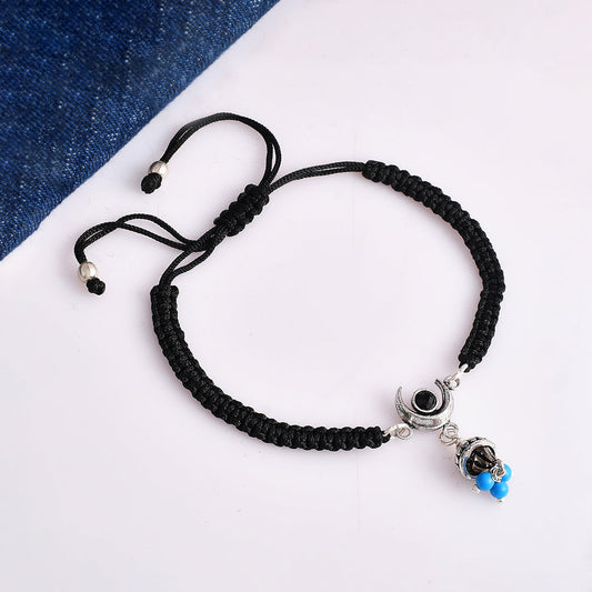 Women's Evil Eye Dome Shape Blue Bead Hanging Bracelet