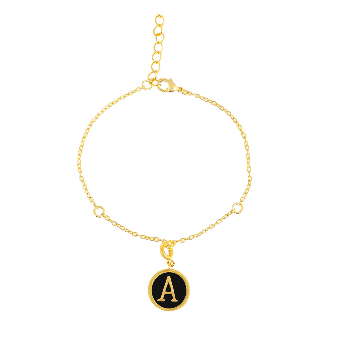 Alphabet A Black Enamel Charm