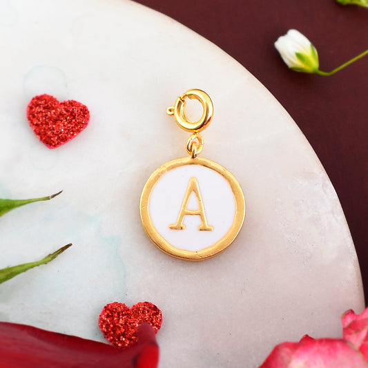 Alphabet A White Enamel Charm