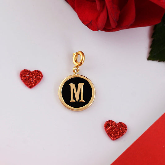 Alphabet M Black Enamel Charm