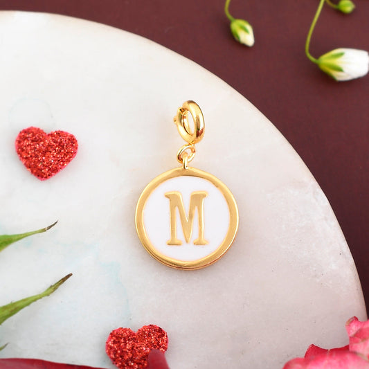 Alphabet M White Enamel Charm