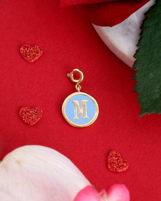 Alphabet M Blue Enamel Charm