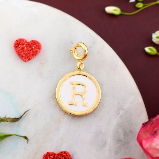 Alphabet R White Enamel Charm