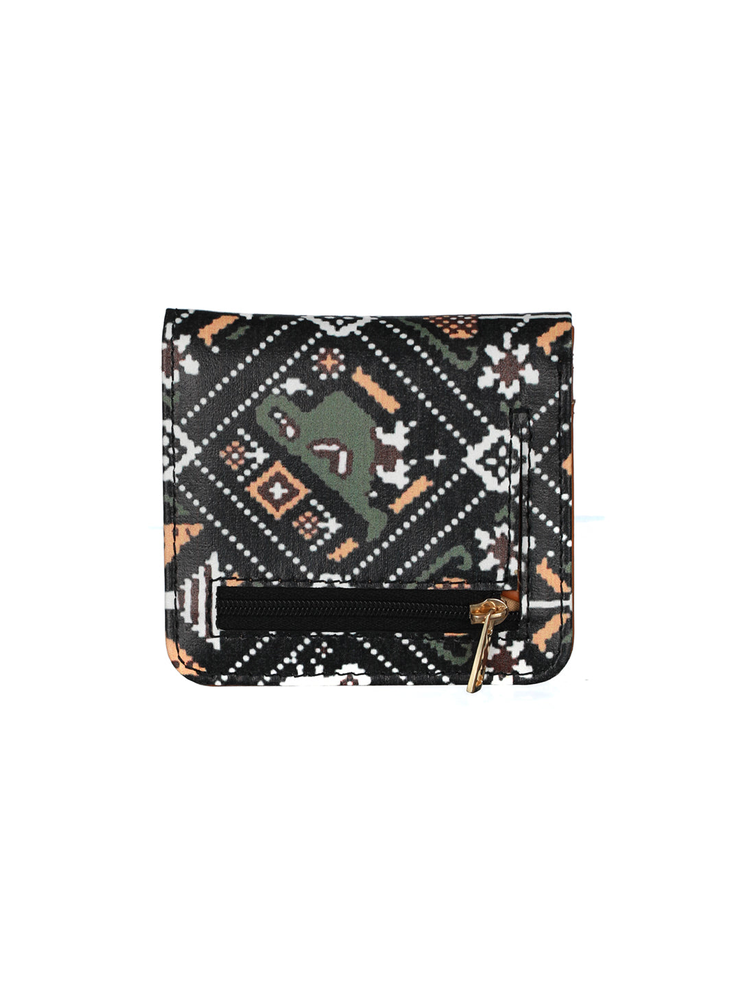 Women's Black Patola Two Fold Wallet - Priyaasi