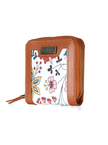 Women's White Tropical Floral Mini Wallet - Priyaasi