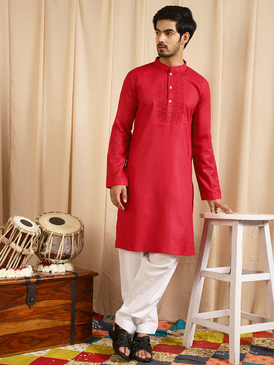 Men's Maroon Indian Long Kurta