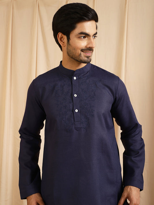 Men's Navy Blue Indian Long Kurta