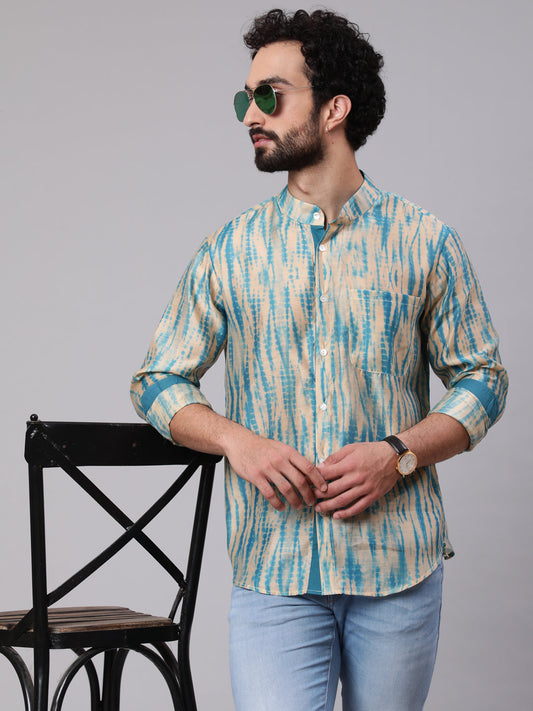 Men's Cream Shibori Print Shirt