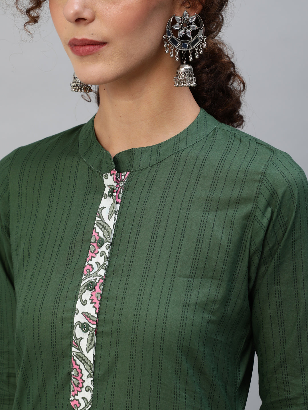 Women's Green Floral Print Kurta Palazzo With Dupatta