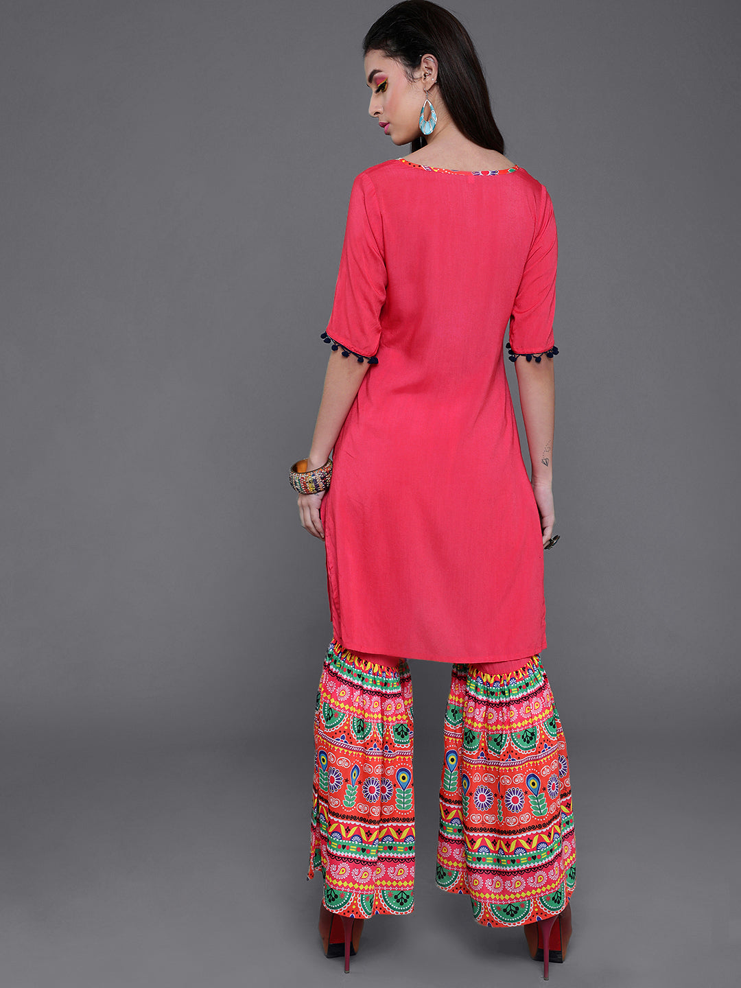 Women's Pink Kurta With Sharara