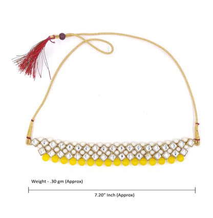 Women's Stylish Kundan And Yellow Beads Choker Set