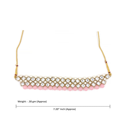 Women's Stylish Kundan And Pink Choker Set