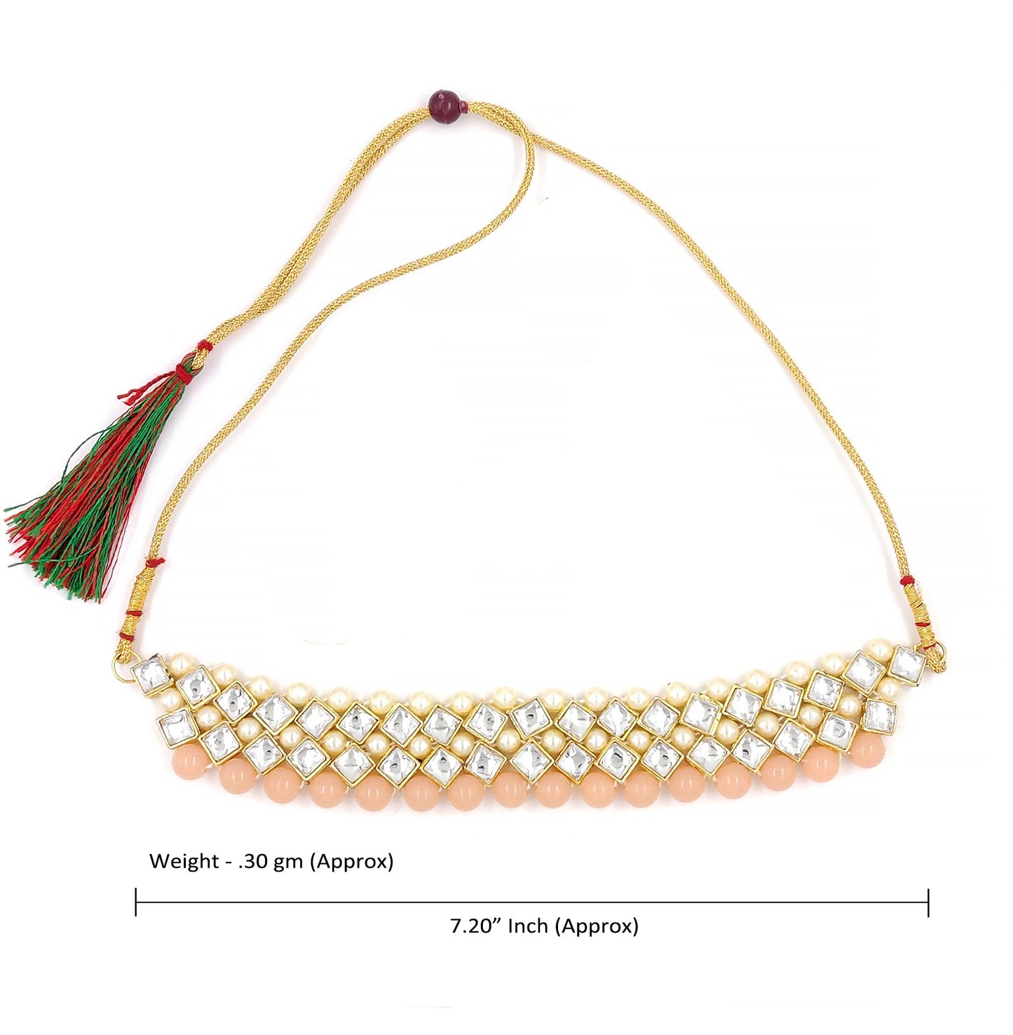 Women's Stylish Kundan And Peach Choker Set