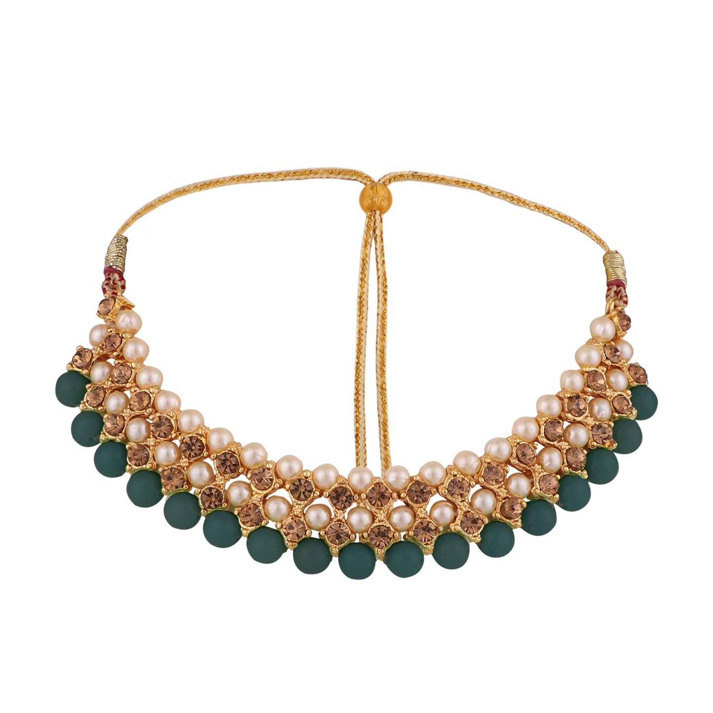 Women's Trending Green Choker Set With Maang Tikka