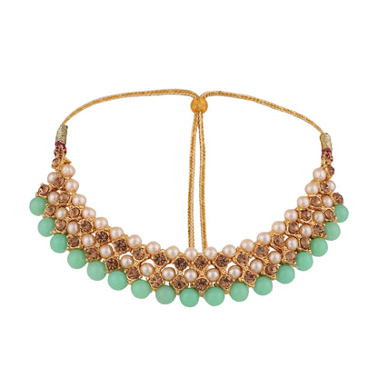 Women's Trending Mint Choker Set With Maang Tikka