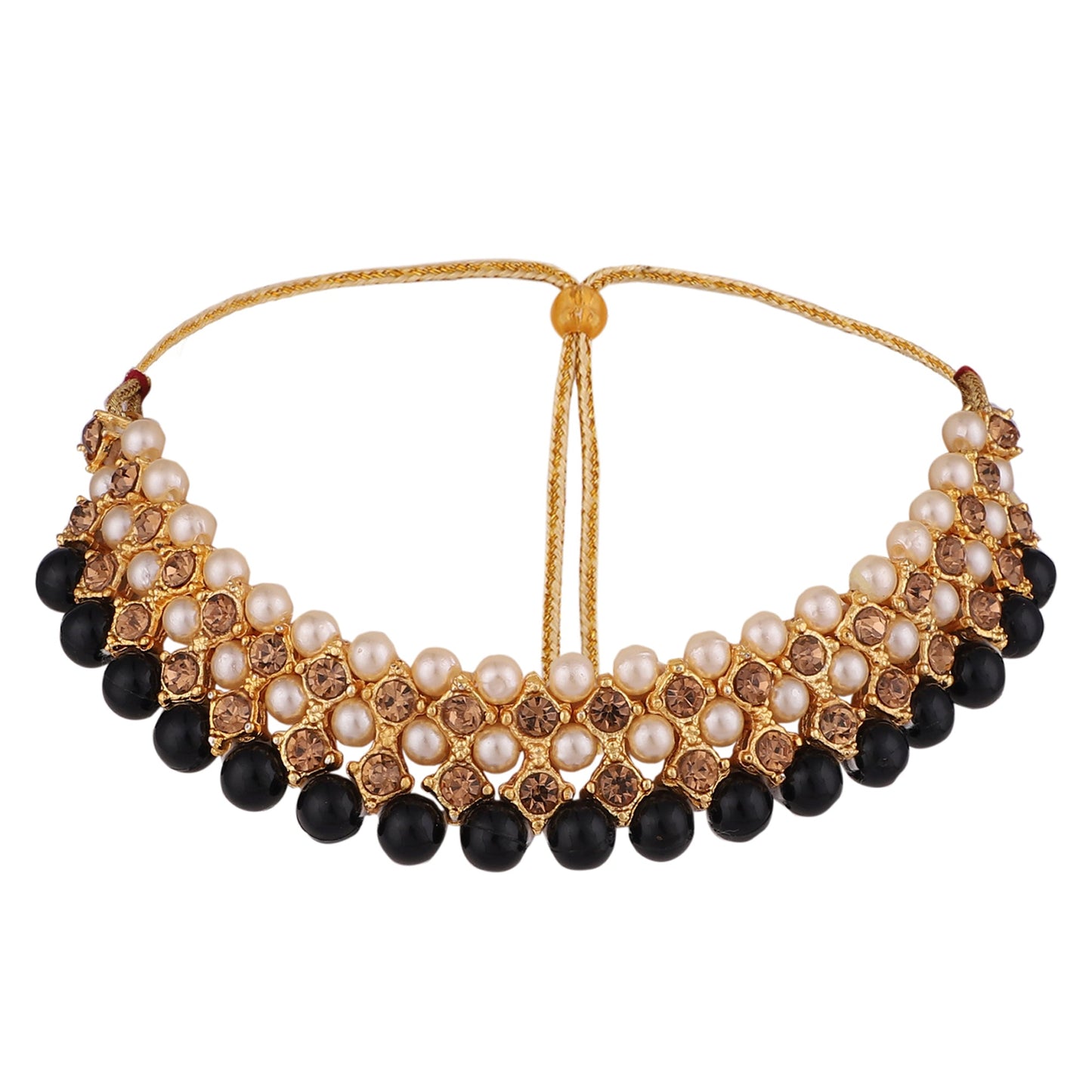 Women's Trending Black Choker Set With Maang Tikka