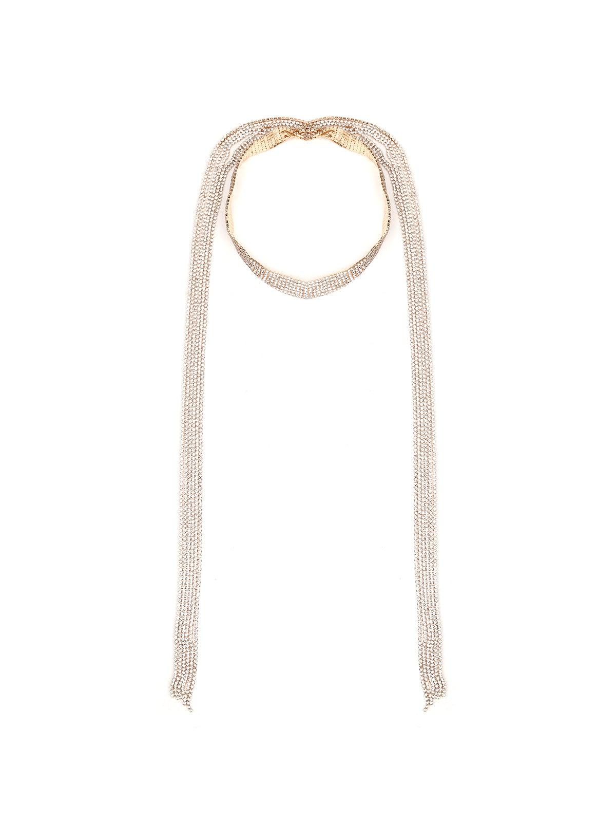 Women's A Scarf Themed Fully Studded Necklace - Odette