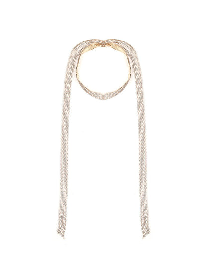 Women's A Scarf Themed Fully Studded Necklace - Odette