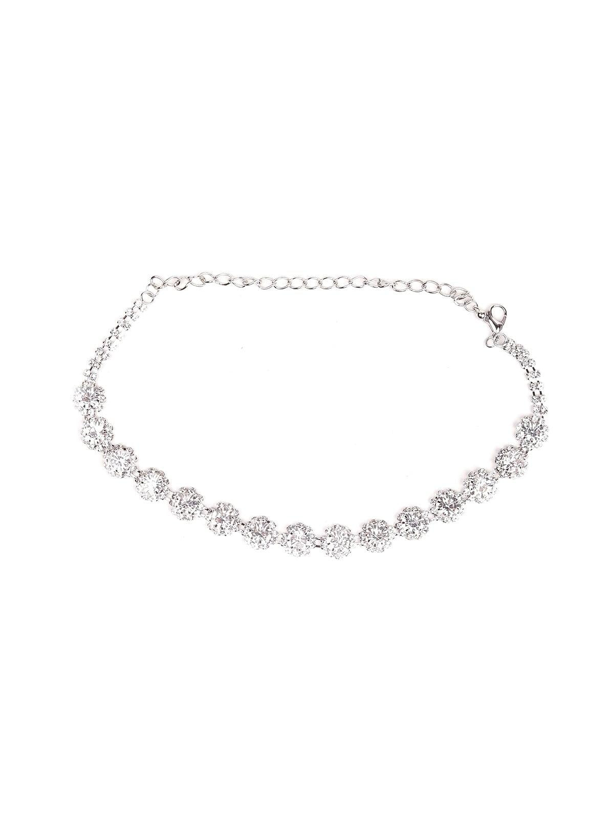 Women's Beautiful Crystal-Studded Choker-Silver - Odette