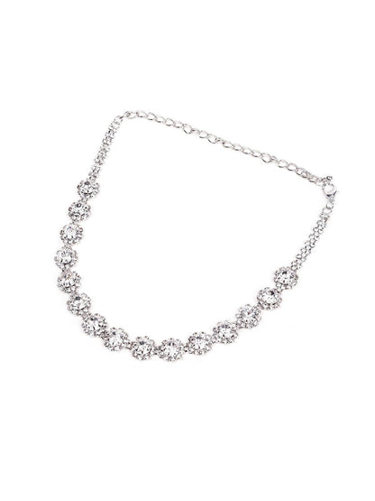 Women's Beautiful Crystal-Studded Choker-Silver - Odette