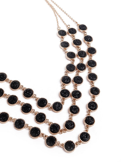 Women's Black Beaded Layered Necklace - Odette