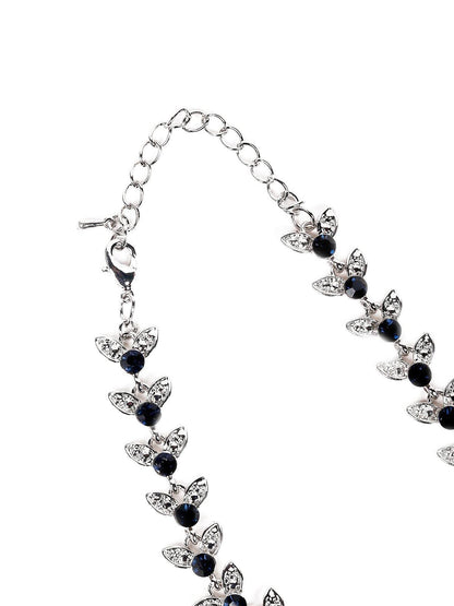 Women's Black Beads With Crystal Embellishments Lariat Necklace - Odette