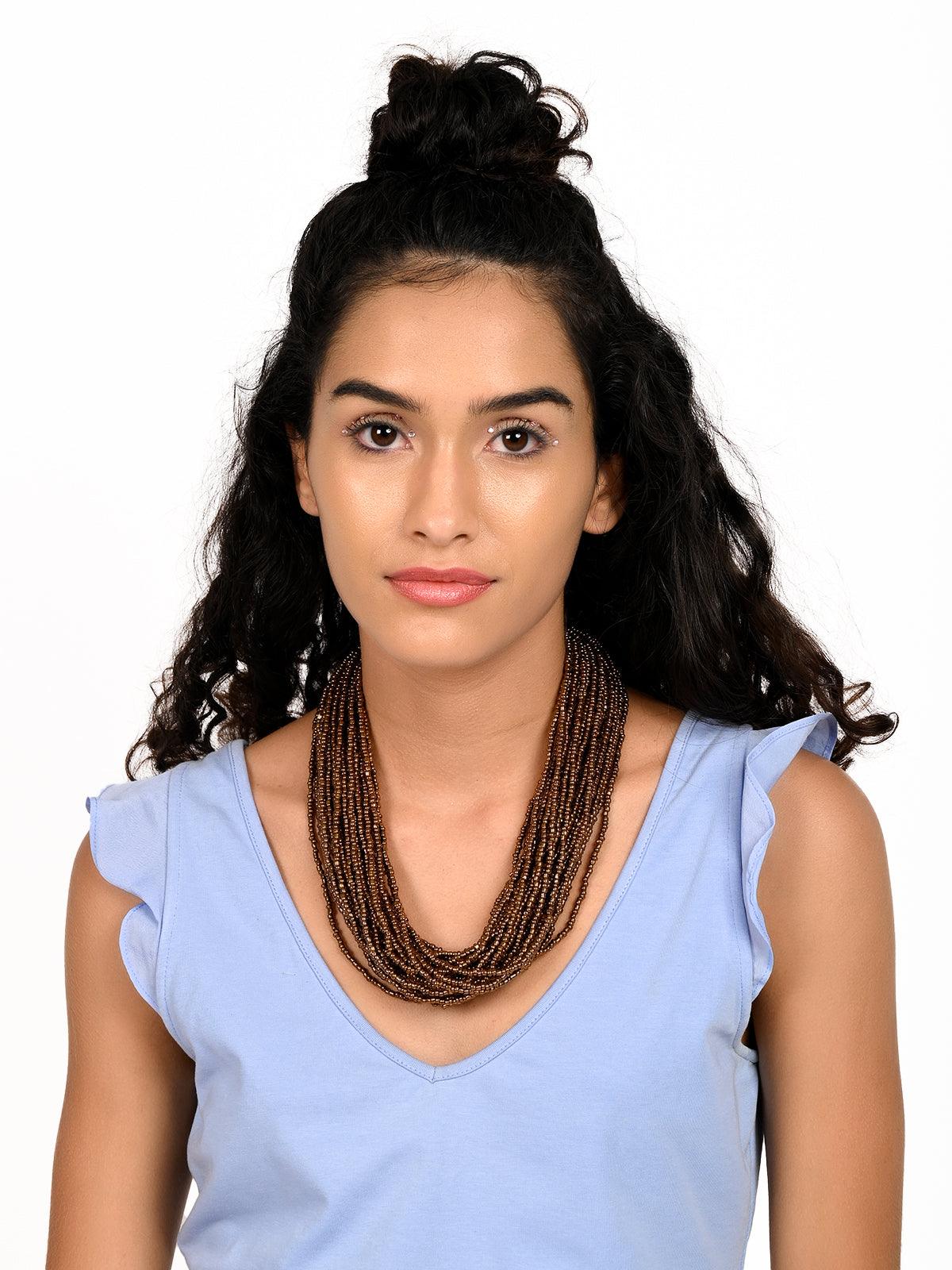 Women's Boho Brown Styled Layered Necklace For Women - Odette