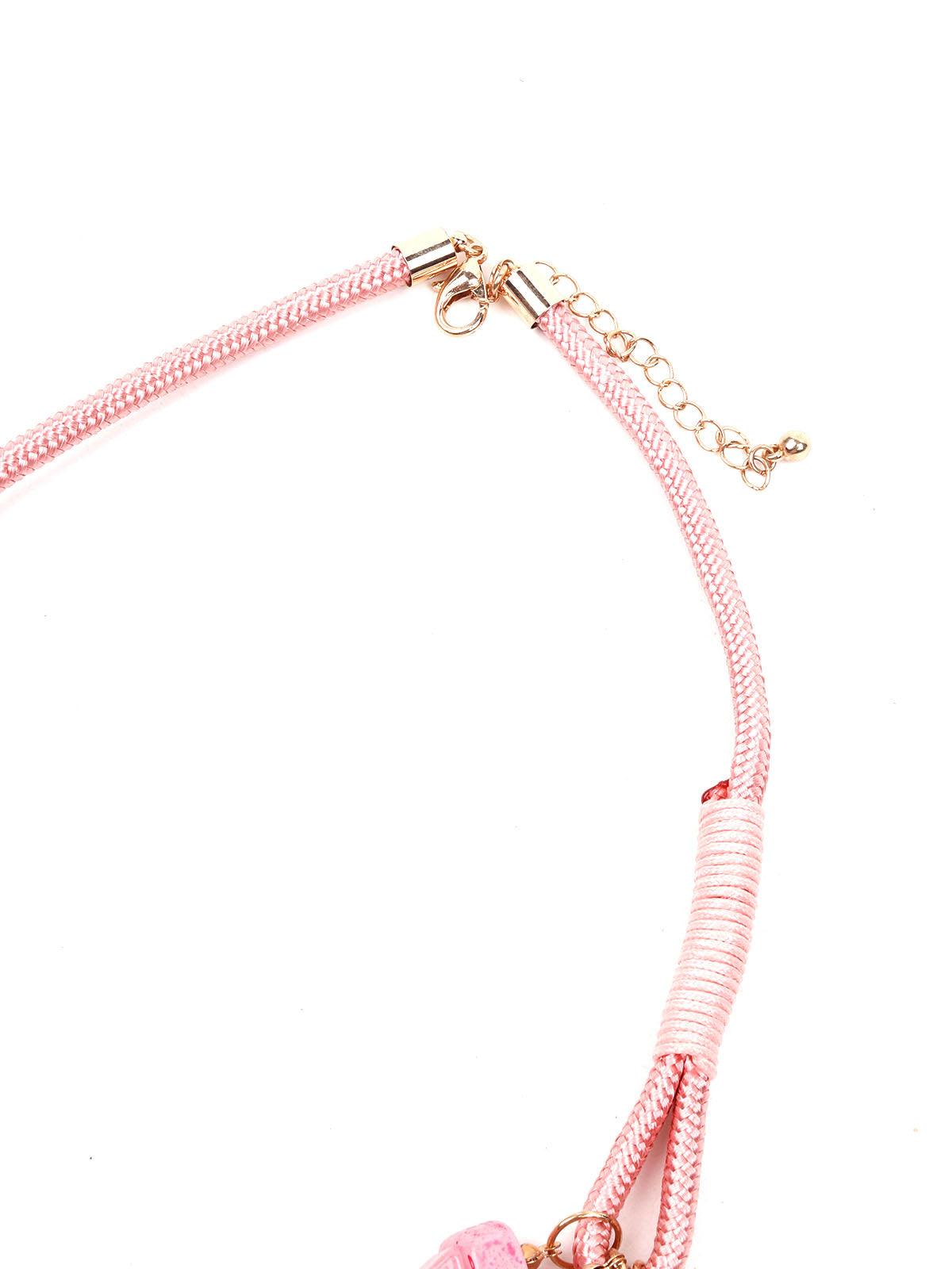 Women's Candy Floss Pink Layered Beaded Necklace-Pink - Odette