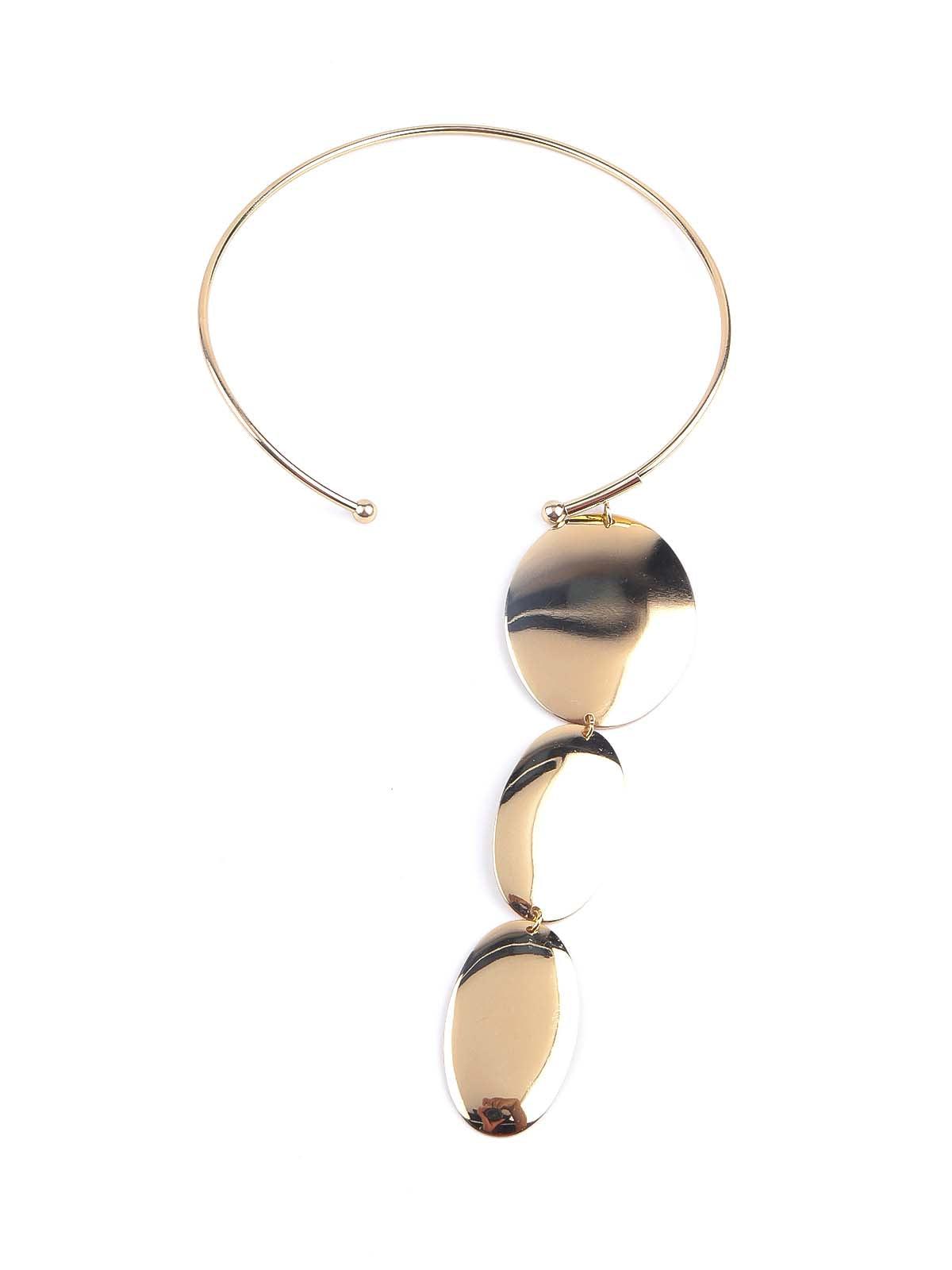 Women's Deep Gold Rounded Modern Art Inspired Necklace - Odette