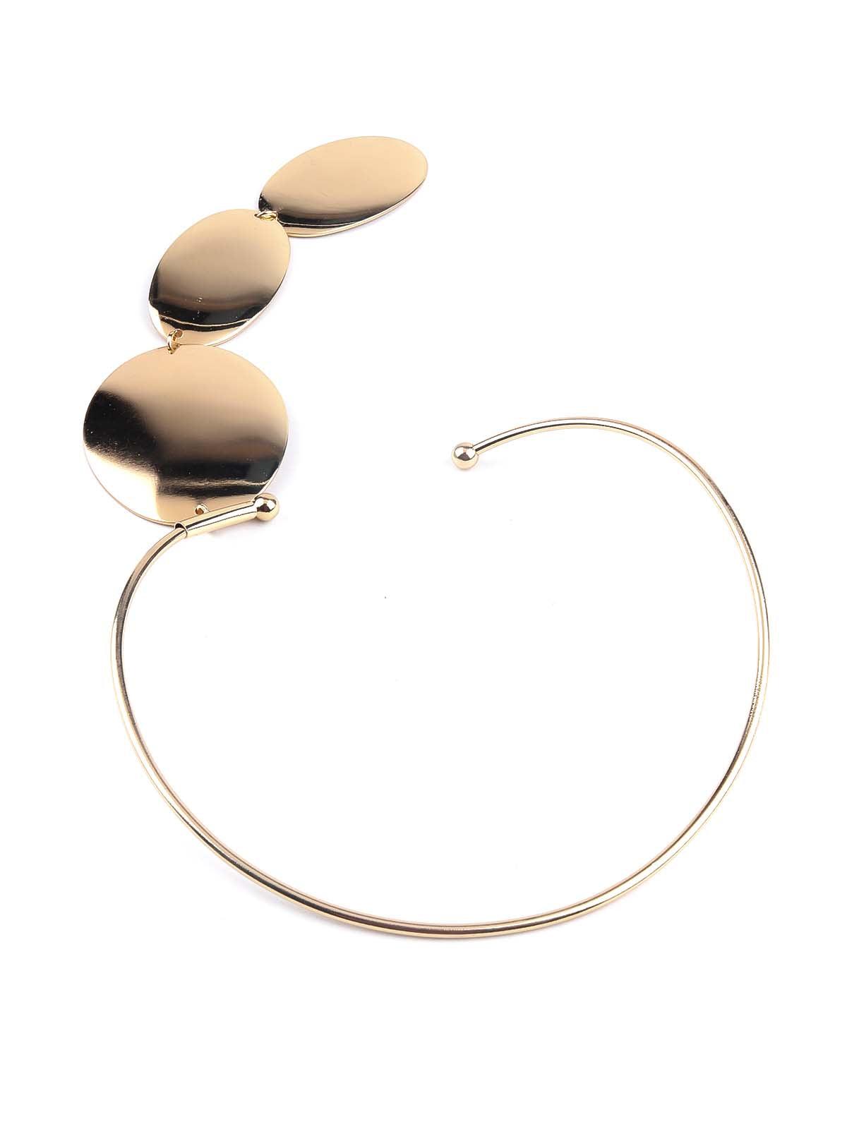 Women's Deep Gold Rounded Modern Art Inspired Necklace - Odette